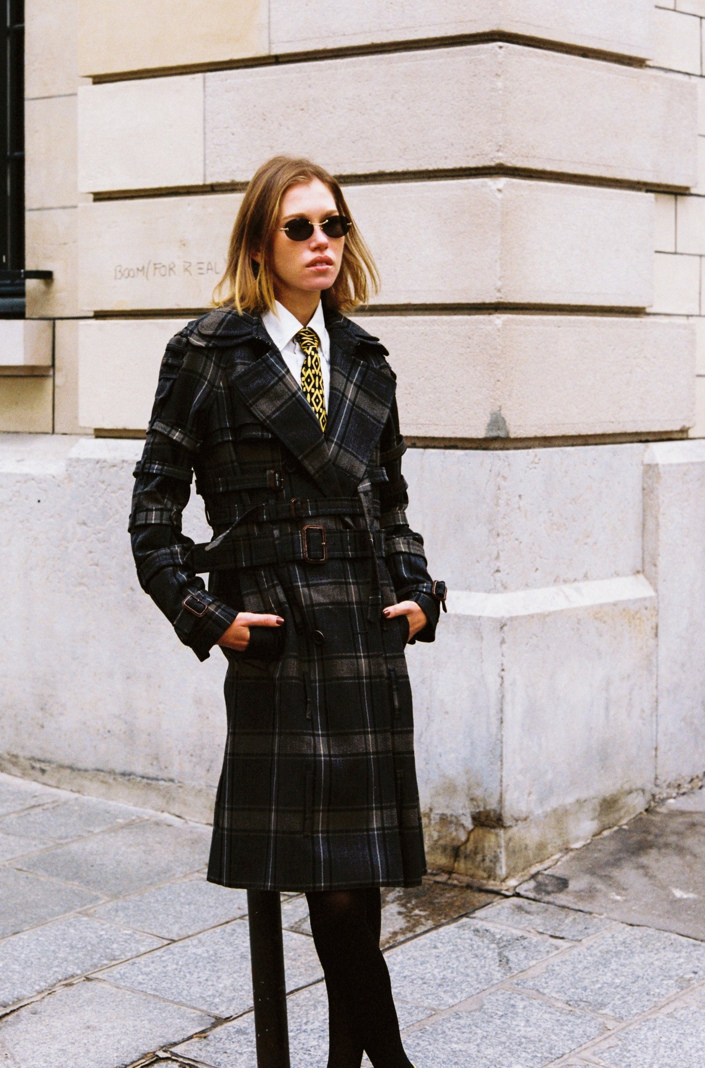 trench moschino vintage a carreaux
